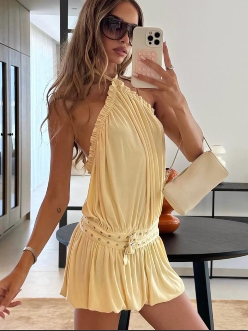 With Jéan magnol mini dress in butter yellow, xs